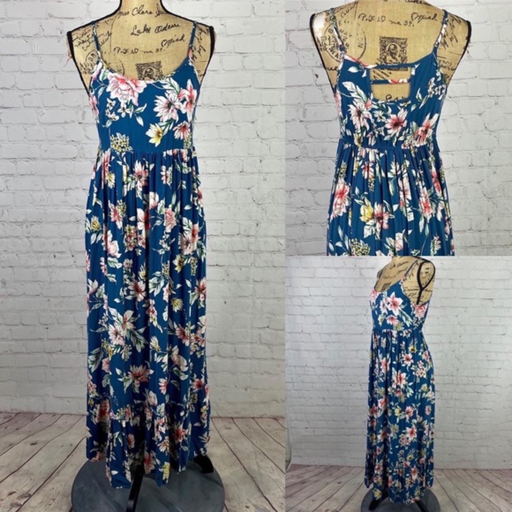 Band of Gypsies Green Floral Strappy Back Maxi